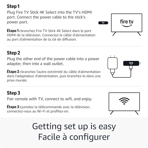 Amazon Fire TV Stick 4K Select (newest model), start streaming in 4K, hundreds of thousands of movies and shows, and free & live TV, Designed for Alexa+
