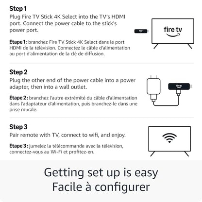 Amazon Fire TV Stick 4K Select (newest model), start streaming in 4K, hundreds of thousands of movies and shows, and free & live TV, Designed for Alexa+
