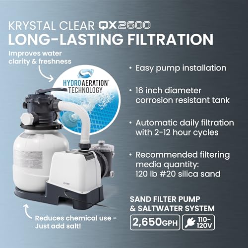 INTEX 26377EH Ultra XTR Deluxe Rectangular Above Ground Swimming Pool Set: 32ft x 16ft x 52in – Includes 2650 GPH Sand Filter Pump – Saltwater System – SuperTough Puncture Resistant – Rust Resistant