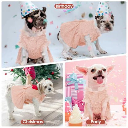 Kuoser Dog Dress, Princess Puppy Tutu with Bow-Knot, Pink Dog Dresses L