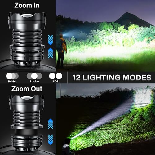 AKNEAR Rechargeable LED Headlamp 12 Mode 65H Runtime Super Bright Head Lamp