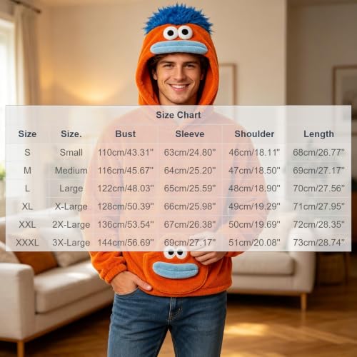 Big Mouth Monster Hoodie Adult Men Fuzzy Sherpa Pullover Halloween Costumes