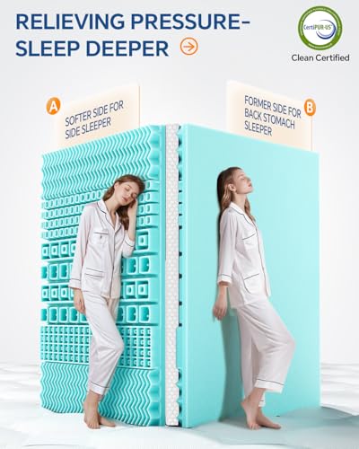 BEDELITE Dual Layer Queen Size Memory Foam Mattress Topper | 2 Inch Soft Pillow Top Mattress Pad Cover & 2 Inch Gel Memory Foam for Pressure Relief, 2-in-1 Design for Comfort & Support