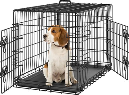 Yaheetech Dog Crate 36'' Double Door Dog Crate with Divider, Removable Tray