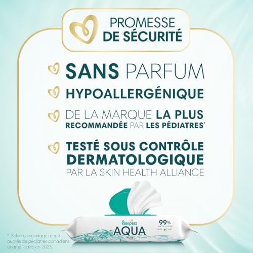 Pampers Aqua Pure Baby Wipes, 99% Water, Fragrance Free, 672 Baby Wipes Total (12X Flip-Top Packs)