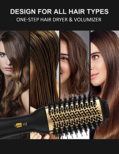 LANDOT Hair Blow Dryer Brush, One-Step Ionic Hot Air Styler Volumizer 60mm