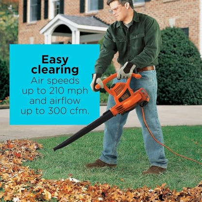 BLACK+DECKER 3-in-1 Electric Leaf Blower, Leaf Vacuum, Mulcher, 12-Amp (BV3100)