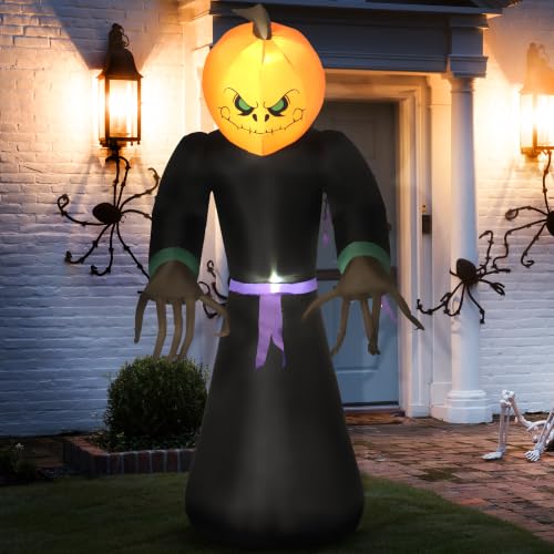 HOMCOM 7ft Inflatable Halloween Decoration Pumpkin Reaper Blow-Up Outdoor
