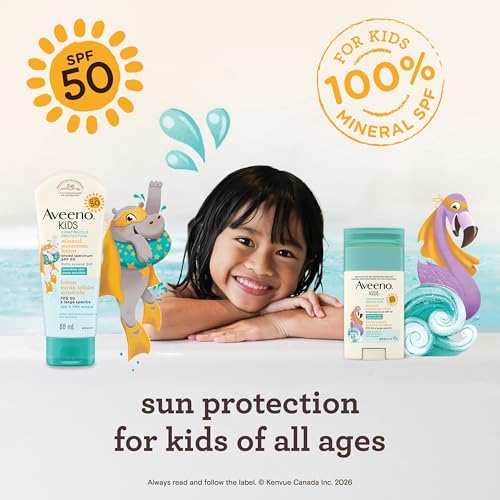 Aveeno Kids SPF 50 Mineral Sunscreen Lotion for Sensitive Skin, 88ml