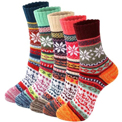 Gifts for Women Mom Christmas Stocking Stuffers for Women 5 Pair Fuzzy Wool Socks Christmas Gift ideas Mom Gifts for Wife Cadeau Femme Maman Noel Novelty Compression Socks Gifts for Her Girlfriend