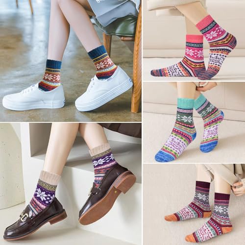 Gifts for Women Mom Christmas Stocking Stuffers for Women 5 Pair Fuzzy Wool Socks Christmas Gift ideas Mom Gifts for Wife Cadeau Femme Maman Noel Novelty Compression Socks Gifts for Her Girlfriend