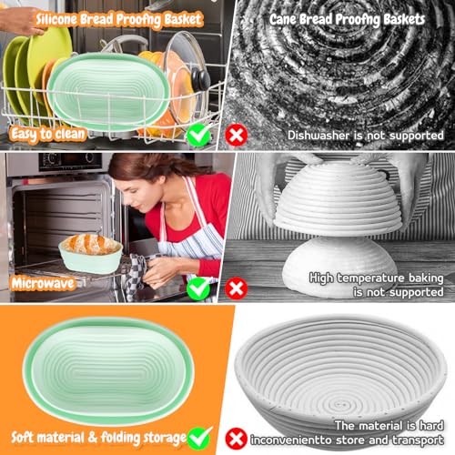 Complete Sourdough Bread Starter Kit with 35OZ Jar, All-in-One Sourdough Starter Kit, 2 Silicone Proofing Baskets, Non-Stick Baking Mat & 15-Piece Baking Tools Set - Includes Dough Scraper, Lid & More