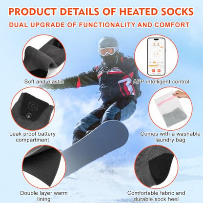 Netraty Heated Socks for Men Women, 7000mAh Rechargeable Foot Warmer Socks