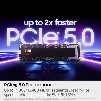 Samsung 9100 PRO Series 1TB PCIe 5.0 x4 NVMe 2.0 M.2 Internal SSD, Up to 14,700MB/s, Thermal Control, MZ-VAP1T0B/AM