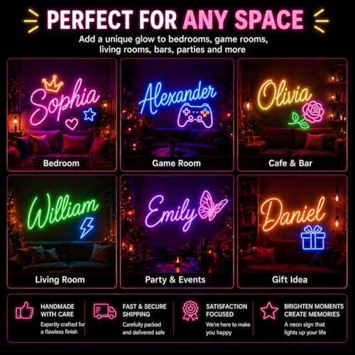 TIRXUIND Custom Neon Sign, Personalized LED Light Up Sign with Name, Text or Logo Customizable Neon Wall Decor for Wedding Birthday Bar Salon Beauty Room or Business Decoration