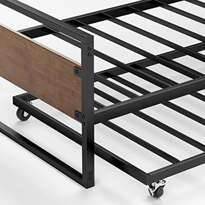 ZINUS Suzanne Bamboo and Metal Daybed with Trundle/Mattress Foundation with Steel Slat Support/Easy Assembly, Twin