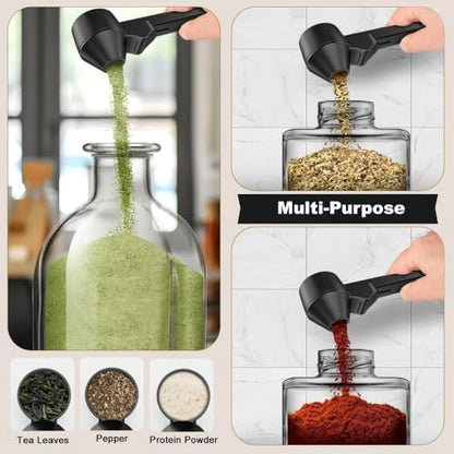 2 PCS Coffee Scoops with Funnel for Ground Coffee, 2 Tbsp Coffee Measuring Spoon with Handy Long Handle for Reusable K-Cup, Protein Powder, Tea(Black)