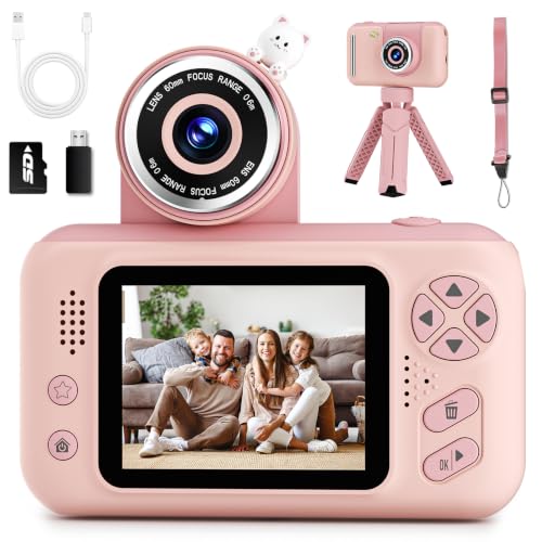 Kids Camera for Boys and Girls HD Selfie Digital Camera for 3-12 Year Old Kids with Tripod & SD Card, Perfect for Christmas & Birthday Gifts Best Festival Gift