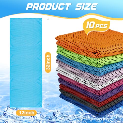 MENOLY 10 Pack Cooling Towel Workout Towel Ice Towel for Neck, Microfiber Towel Soft Breathable Chilly Towel for Sports, Gym, Yoga, Camping, Running, Fitness, Workout & More Activities(32 inches x 12 inches)