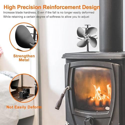 Heat Powered Wood Stove Fan with 4-Blade,Ultra Quiet Fireplace Wood Burning Eco-Friendly Fan Efficient Heat Distribution (X Large)