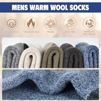 Stocking Stuffers for Men 5 Pairs Wool Mens Socks, Christmas Mens Gifts
