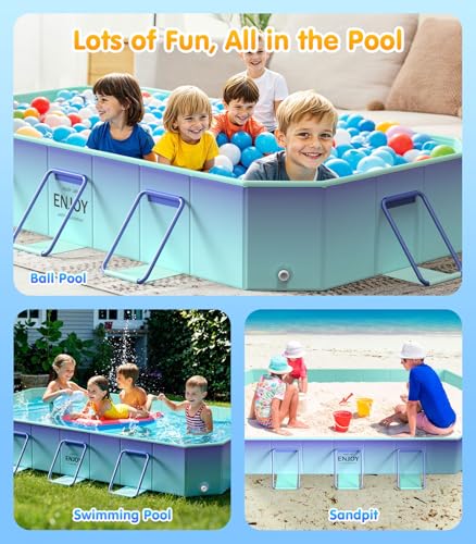 MoKo Foldable Pool for Adults & Kids, Large Non-Inflatable Swimmimg Pools