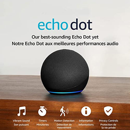 Amazon Echo Dot (newest model), Vibrant sounding Alexa speaker, Great for bedrooms, dining rooms and offices, Designed for Alexa+, Charcoal