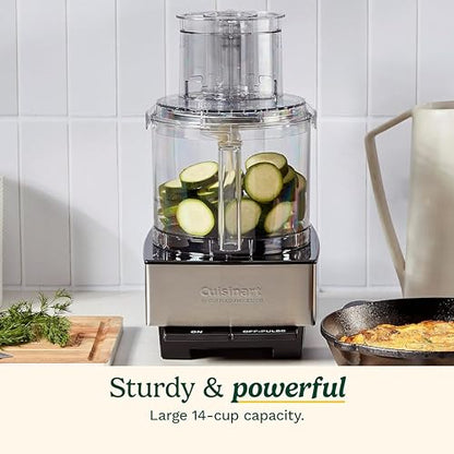 Cuisinart Food Processor 14-Cup Chopper for Mincing, Dicing, Shredding, Puree & Kneading Dough, Stainless Steel (DFP-14BCNYC)