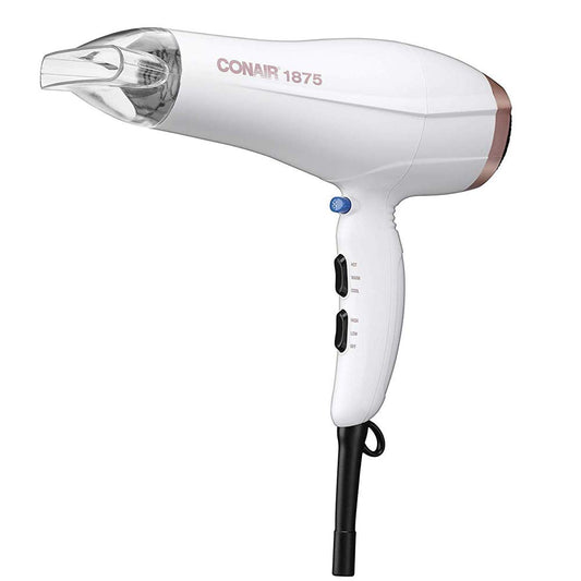 Conair Double Ceramic 1875W Hair Dryer, 3 Heat/ 2 Speed Blow Dryer, Powerful and Fast Drying, Includes Concentrator, Cool Shot Button, Removable Filter, White, Travel hair dryer : Amazon.ca: Beauty & Personal Care