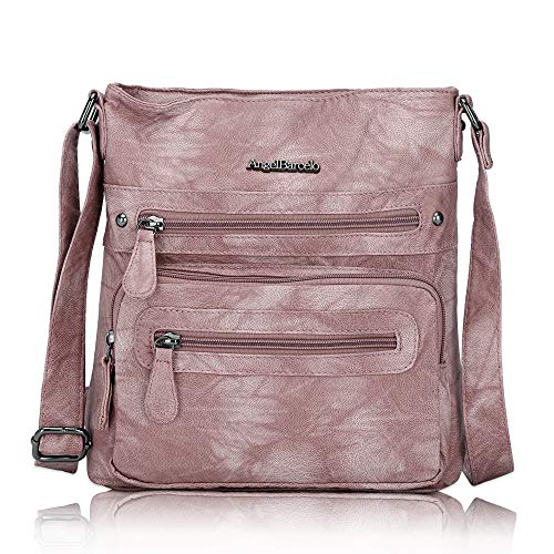 Angel Barcelo Crossover Purse and Handbags Crossbody Bags for Women,Ultra Soft Leather Neatpack Bag Shoulder Purses for Girl (D.PINK)