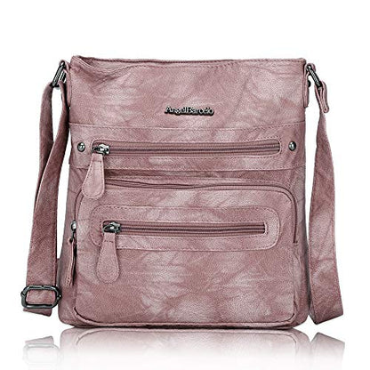 Angel Barcelo Crossover Purse and Handbags Crossbody Bags for Women,Ultra Soft Leather Neatpack Bag Shoulder Purses for Girl (D.PINK)