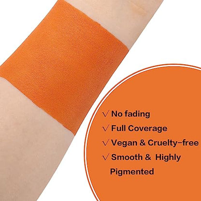 Orange Face Body Paint Stick, Cream Blendable Eye Black Full Body Paint Makeup for Halloween SFX Makeup Cosplay Joker Zombie Vampire Costume Parties