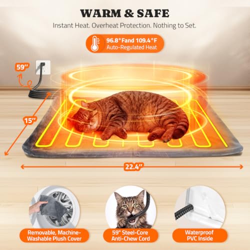 Pawtners 26'' XL Heated Outdoor Cat House for Outside Feral Cats Winter | All Metal Frame Insulated Weatherproof Cat Shelter with Heated Pad, Elevated Feet & Escape Door, Warm Kitty Stray Cat House