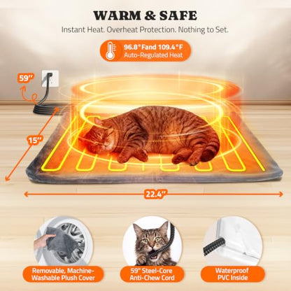 Pawtners 26'' XL Heated Outdoor Cat House for Outside Feral Cats Winter | All Metal Frame Insulated Weatherproof Cat Shelter with Heated Pad, Elevated Feet & Escape Door, Warm Kitty Stray Cat House