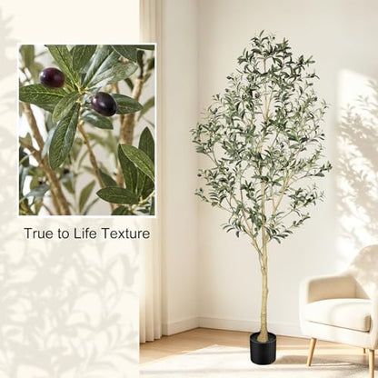 LYERSE 7FT Artificial Olive Tree with Olive Branches and Lifelike Fruits
