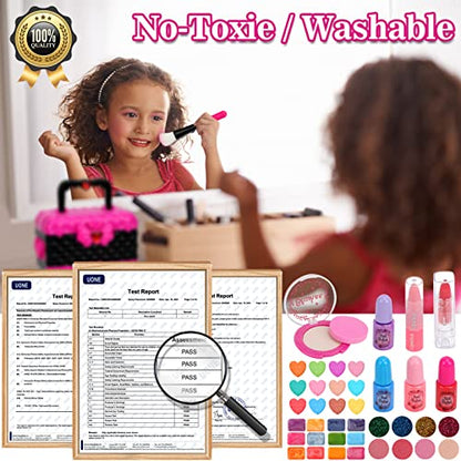 Teensymic Kids Makeup Kit for Girls, 54PCS Washable Makeup Toys, Age 3-13, Princess Theme, Girl Toys, Social Skill, Hand-Eye Coordination