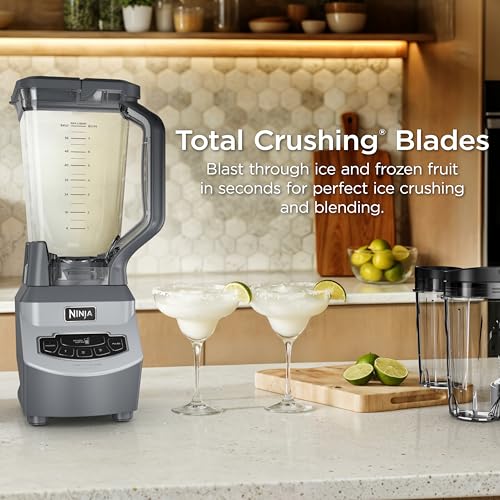 Ninja BL660C Professional Countertop Blender with 1100-Watt Base, 72 Oz Total Crushing Pitcher and (2) 16 Oz Cups for Frozen Drinks and Smoothies, Silver/Gray, 1100W, (Canadian Version)