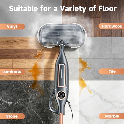 DEVOAC VM6 Scrubbing Steam Mop with Rotating Mop Pads, 10 in 1 Steam Mop, Lightweight Spin Mop & 3 Steam Modes for Hard Floor Laminate Marble Floors (Ink)