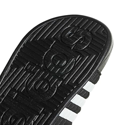 adidas Unisex-Adult Adissage, Core Black/White/Core Black, 8/9 | Massage Slides, Cloudfoam Footbed, EVA Massage Nubs, Adjustable Hook-and-Loop Closure, For Post-Workout Recovery