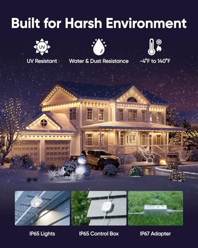 Anker eufy Permanent Outdoor Lights E22, 100 ft with 60 Triple-LED Lights