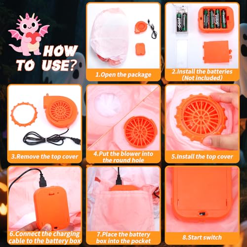 Inflatable Costume for kids,Inflatable Axolotl Riding Costume with Lights,Halloween Glow in The Dark Blow up Costumes