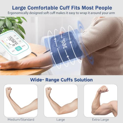 Blood Pressure Monitor,Automatic Digital BP Machine with Large LCD Display,Adjustable Blood Pressure Cuff for Home Health Monitoring with 2×99 Sets Memory, Green