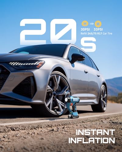 SEESII 2-in-1 Tire Inflator & Car Vacuum with 2×2000mAh Batteries