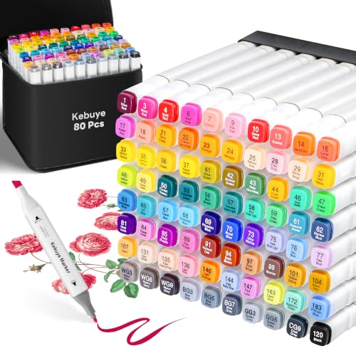 Alcohol Markers 80 Colors - Markers for Adult Coloring Dual Tip Permanent