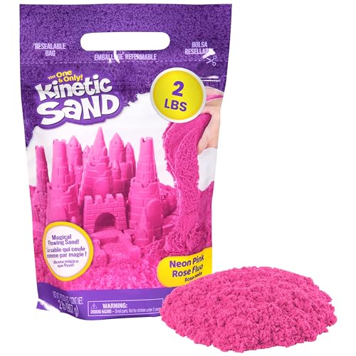 Kinetic Sand 2lb Pink, Moldable Play Sand Sensory Toys, Ages 3+ | Squish, Mold, Shape & Flow Play Sand, Resealable Bag for Easy Storage, Creative Open-Ended Play, Birthday Gifts for Kids