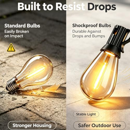 120FT Solar String Lights Outdoor with Remote, 32+2 LED Shatterproof Bulbs, USB Charging, Dimmable & Timable,S11 Waterproof Solar Lights for Outside Backyard Patio Garden Decor