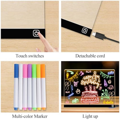 Exbelle16“ LED Drawing Board for Kids Birthday Gift 7 Colors Light