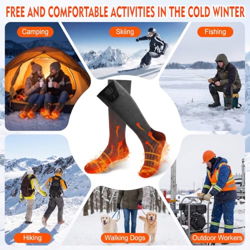 Netraty Heated Socks for Men Women, 7000mAh Rechargeable Foot Warmer Socks