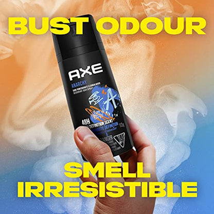 AXE Anarchy Deodorant Body Spray for 48-Hour odour protection, Pomegranate & Sandalwood, Aluminum-free Deodorant, 113g (Pack of 4)