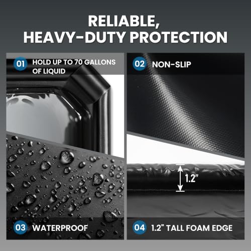 DremGara 7'9" x 16' Garage Floor Mat, 610GSM PVC Containment Mat for Cars | Heavy-Duty, 1.2in Raised Edges, Waterproof Garage Protection, Non-Slip Design, Easy Hose Clean, Kit with Squeegee